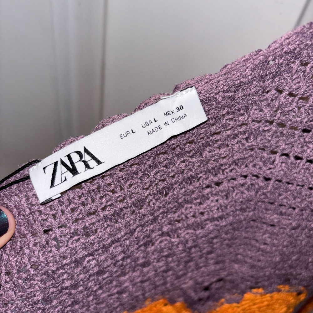 Zara Purple and Orange Crochet Top NWT - Picture 3 of 5